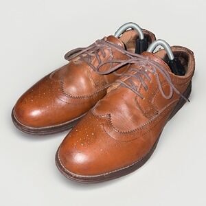 KURU Ortho Mens Sz 10 Brown Leather Wingtip Oxford Brogue Dress Comfort